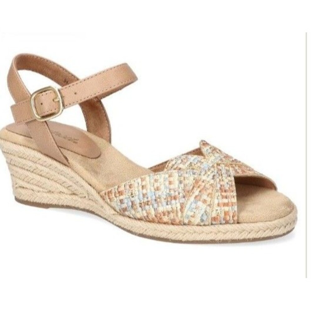 NEW! Women's Easy Street Miramar Espadrille Wedge Sandal, Size 8W
